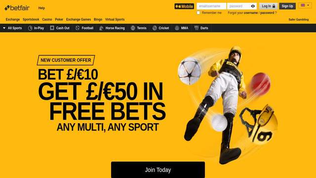 Betfair casino screenshot